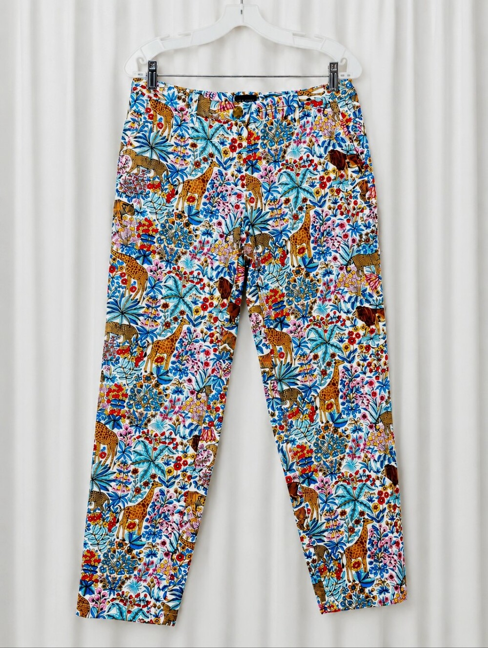 Talbots Safari Animal Floral Print Relaxed Chino Cotton Stretch Ankle Pants